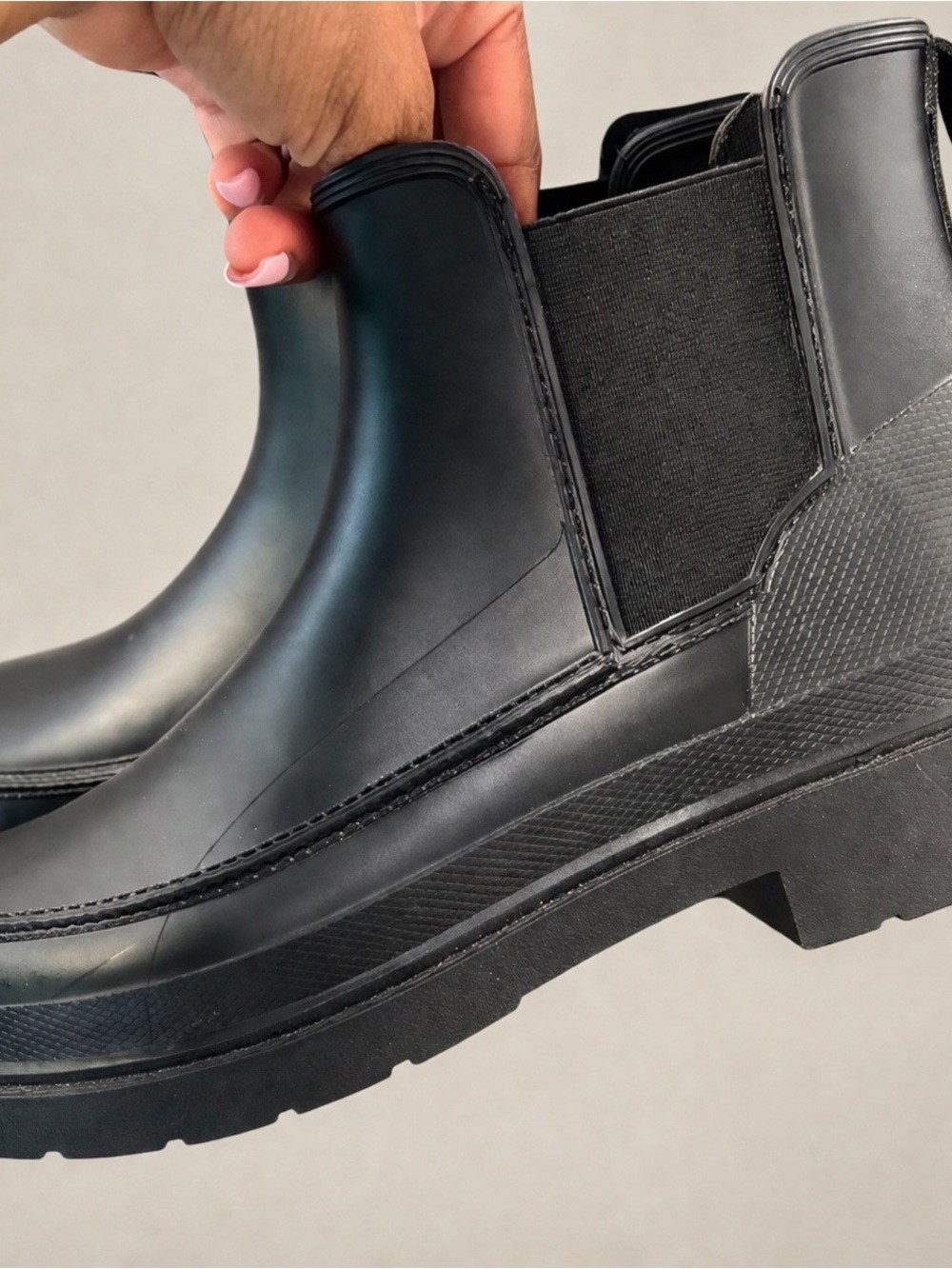 Black Chunky Chelsea Rain Boots